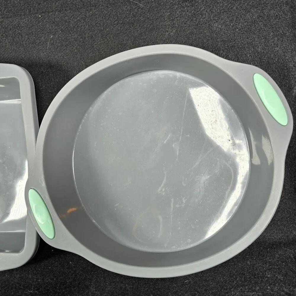 4 Piece Silicone Bakeware Set Round, Square Cake Loaf Pan Doughnut Molds